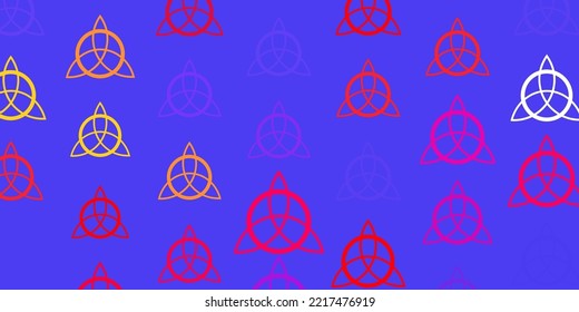 Light Red, Yellow vector template with esoteric signs. Colorful vintage illustration with gradient alchemy shapes. Best design halloween events.