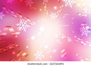 Light Red, Yellow vector template in carnival style. A Smart Illustration with gradient Christmas elements. Template for lettering, typography.