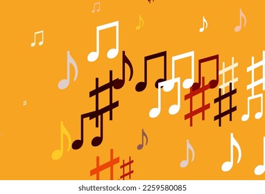 Light Red, Yellow vector template with musical symbols. Decorative design in abstract style with music shapes. Pattern for school ad, booklets.