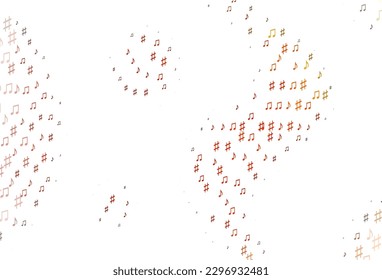 Light Red, Yellow vector template with musical symbols. Shining illustration of colorful gradient music notes. Pattern for school ad, booklets.