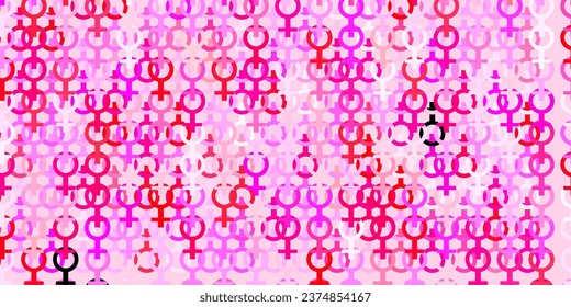 Light Red, Yellow vector template with businesswoman signs. Abstract illustration with a depiction of women's power. Simple design for your web site.