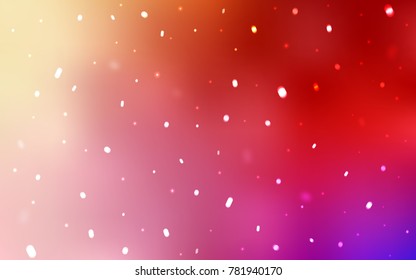 Light Red, Yellow vector template with ice snowflakes. Blurred decorative design in xmas style with snow. The pattern can be used for year new  websites.