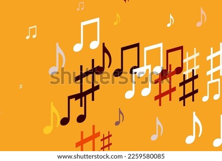 Light Red, Yellow vector template with musical symbols. Decorative design in abstract style with music shapes. Pattern for school ad, booklets.