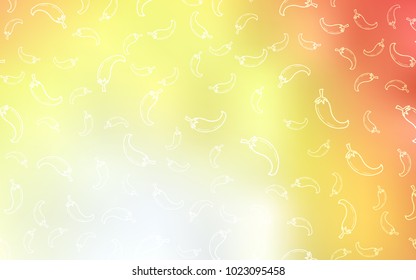 Light Red, Yellow vector texture with hot peppers. Blurred decorative design of peppers in doodle style. Pattern for ad, booklets, leaflets of restaurants.