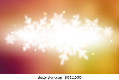 Light Red, Yellow vector texture with colored snowflakes. Glitter abstract illustration with crystals of ice. The pattern can be used for year new  websites.