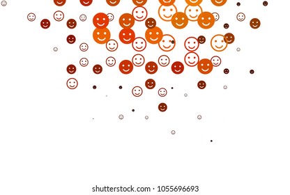 Light Red, Yellow vector texture with happy smiles. Blurred decorative design of smiles in doodle style. Pattern for ad, booklets, leaflets of celebrations.