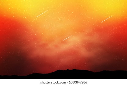 Light Red, Yellow vector texture with milky way stars. Modern abstract illustration with Big Dipper stars. Smart design for your business advert.