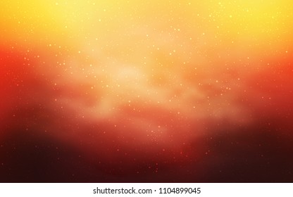 Light Red, Yellow vector texture with milky way stars. Shining illustration with sky stars on abstract template. Pattern for futuristic ad, booklets.