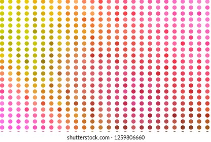 Light Red, Yellow vector texture with disks. Blurred decorative design in abstract style with bubbles. Pattern for beautiful websites.