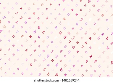 Light Red, Yellow vector texture with ABC characters. Blurred design in simple style with signs of alphabet. Smart design for promotion of university.