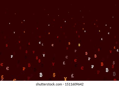 Light Red, Yellow vector texture with colored currency signs. Blurred design in simple style with symbols of currency. Pattern for bank ads, posters, banners.