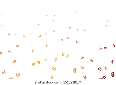 Light Red, Yellow vector texture with colored currency signs. Abstract illustration with colored financial digital symbols. Design for business advert of economic, wealth.