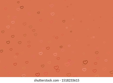 Light Red, Yellow vector texture with lovely hearts. Decorative shining illustration with hearts on abstract template. Pattern for valentine's ad, booklets.