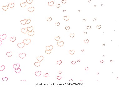 Light Red, Yellow vector texture with lovely hearts. Hearts on blurred abstract background with colorful gradient. Design for your business advert of anniversary.