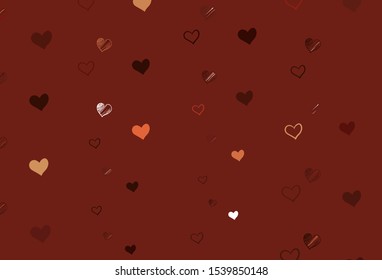 Light Red, Yellow vector texture with lovely hearts. Blurred decorative design in doodle style with hearts. Design for your business advert of anniversary.