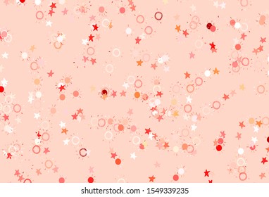 Light Red, Yellow vector texture with small stars, suns. Modern geometrical abstract illustration with stars, suns. Template for cosmic backgrounds.