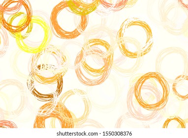 Light Red, Yellow vector texture with disks. Blurred bubbles on abstract background with colorful gradient. Pattern for futuristic ad, booklets.