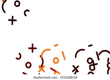 Light Red, Yellow vector texture with mathematic symbols. Blurred design in simple style with collection of numerals. Template for landing page of typography.