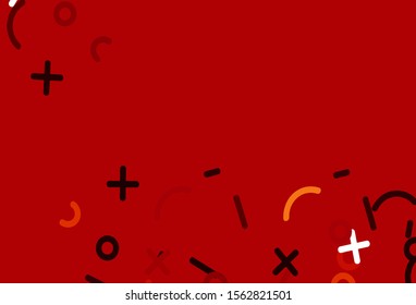 Light Red, Yellow vector texture with mathematic symbols. Blurred design in simple style with collection of numerals. Template for landing page of typography.