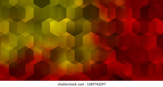 Light Red, Yellow vector texture with colorful hexagons. Blur background with colorful hexagons. Design for website posters, banners.