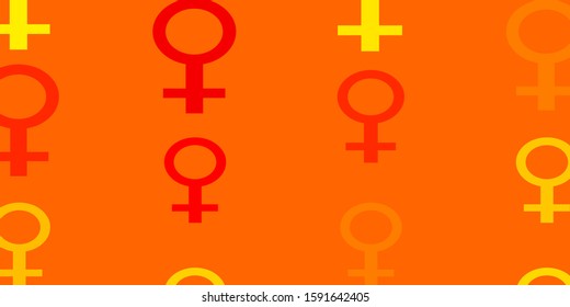 Light Red, Yellow vector texture with women's rights symbols. Abstract illustration with a depiction of women's power. Elegant background for websites.