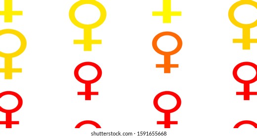 Light Red, Yellow vector texture with women's rights symbols. Abstract illustration with a depiction of women's power. Elegant background for websites.