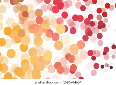 Light Red, Yellow vector texture with disks. Beautiful colored illustration with blurred circles in nature style. Design for poster, banner of websites.
