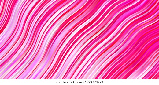 Light Red, Yellow vector texture with wry lines. Abstract illustration with gradient bows. Pattern for booklets, leaflets.