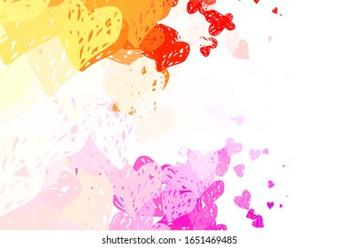 Light Red, Yellow vector texture with lovely hearts. Smart illustration with gradient hearts in valentine style. Design for a business advert of anniversary.