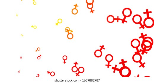 Light Red, Yellow vector texture with women's rights symbols. Simple design in abstract style with women’s rights activism. Background for International Women’s Day.