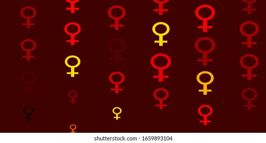 Light Red, Yellow vector texture with women's rights symbols. Colorful feminism symbols with a gradient in modern style. Design for landing pages.