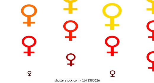 Light Red, Yellow vector texture with women's rights symbols. Illustration with signs of women's strength and power. Best design for your business.