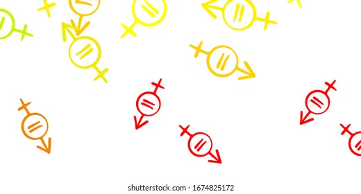 Light Red, Yellow vector texture with women's rights symbols. Colorful illustration with gradient feminism shapes. Simple design for your web site.