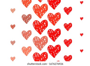 Light Red, Yellow vector texture with lovely hearts. Illustration with shapes of gradient hearts on blur backdrop. Pattern for marriage gifts, congratulations.