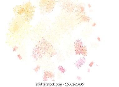 Light Red, Yellow vector texture with artificial intelligence concept. Abstract illustration with links and dots of AI. Pattern for science, futuristic designs.