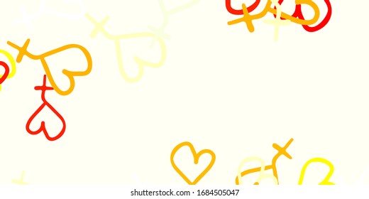 Light Red, Yellow vector texture with women's rights symbols. Illustration with signs of women's strength and power. Elegant design for wallpapers.