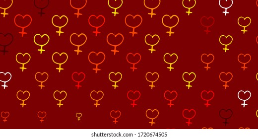 Light Red, Yellow vector texture with women's rights symbols. Simple design in abstract style with women’s rights activism. Simple design for your web site.