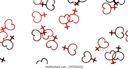 Light Red, Yellow vector texture with women's rights symbols. Colorful illustration with gradient feminism shapes. Background for International Women’s Day.