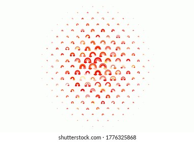 Light Red, Yellow vector texture with rainbows, clouds. Colorful symbols of colorful rainbow in love style. Simple design for coloring books.