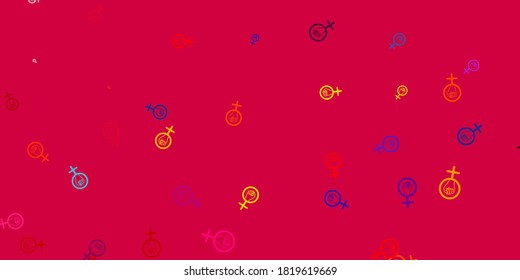 Light Red, Yellow vector texture with women's rights symbols. Simple design in abstract style with women’s rights activism. Simple design for your web site.