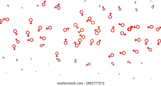 Light Red, Yellow vector texture with women's rights symbols. Colorful feminism symbols with a gradient in modern style. Background for International Women’s Day.