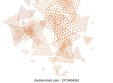 Light Red, Yellow vector texture with triangular style with circles. Glitter abstract illustration with spheres, triangular lines. Modern template for landing page.
