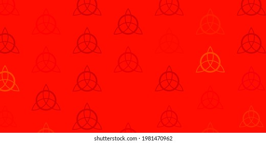 Light Red, Yellow vector texture with religion symbols. Retro design in abstract style with witchcraft forms. Background for esoteric, mystic designs.