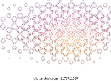Light red, yellow vector texture with disks. Glitter abstract illustration with blurred drops of rain. Pattern of water, rain drops.