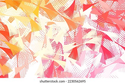 Color rojo claro, textura vectorial amarilla con estilo triangular. Ilustración con un conjunto de triángulos coloridos. Fondo para un teléfono móvil.