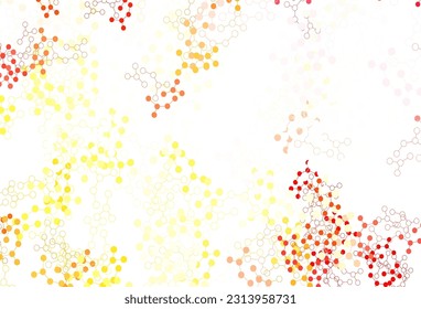 Light Red, Yellow vector texture with artificial intelligence concept. Colored AI structure with gradient lines and dots. Design for depiction of cyber innovations.