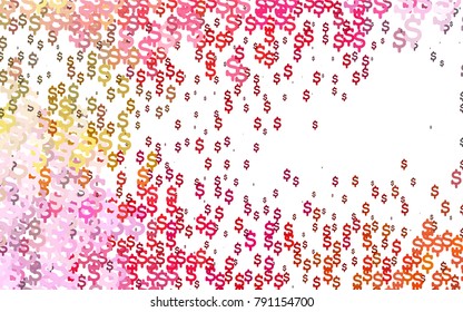 Light Red, Yellow vector texture with colored dollar signs. Colored symbols of USA money with gradient on white background. The pattern can be used for ad, booklets, leaflets of banks