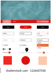 Light Red, Yellow vector ui kit with clouds & stars. Beautiful ui ux kit with colorful sky in its header. This template you can use for landing pages.