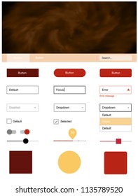 Light Red, Yellow vector ui ux kit with space stars. Modern Style guide with colorful gradient sky in its header. This template you can use for websites.