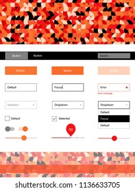 Light Red, Yellow vector ui kit with dots. Web ui kit with abstract gradient circles in its header. Beautiful layout for websites, landing pages.